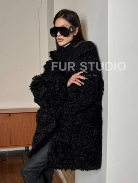 Двухсторонняя шуба - дублёнка из тиградо - фото 5