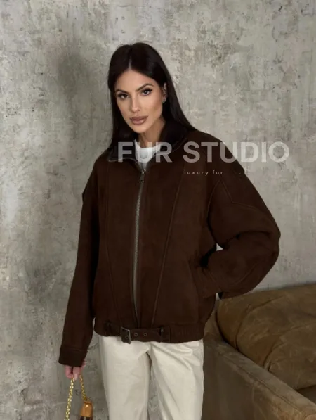 Дубленка - бомбер на молнии из овчины MERINO - фото 11