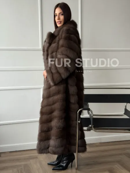 Длинная шуба из меха куницы Exclusive fur - фото 9