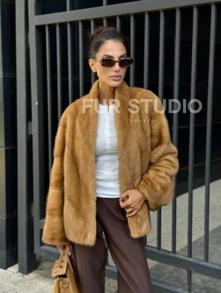 Норковый жакет Gold воротник V-образный - фото 12