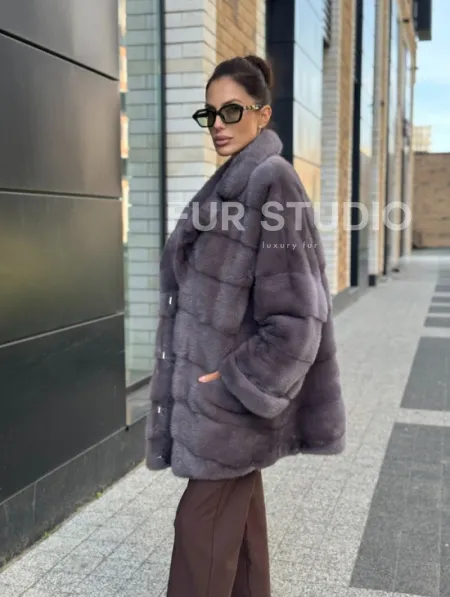 Шуба норковая - жакет лаванда - фото 12