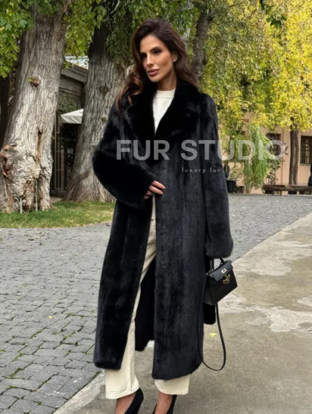 Черная норковая шуба - фото 7