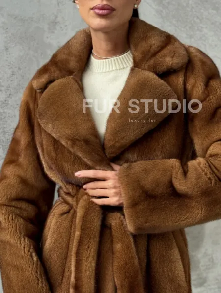 Шуба золотая - норковая - фото 1