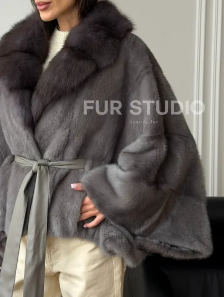 Короткий норковый полушубок - летучка - фото 2