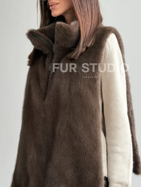 Женская меховая манишка - мех норка - фото 2