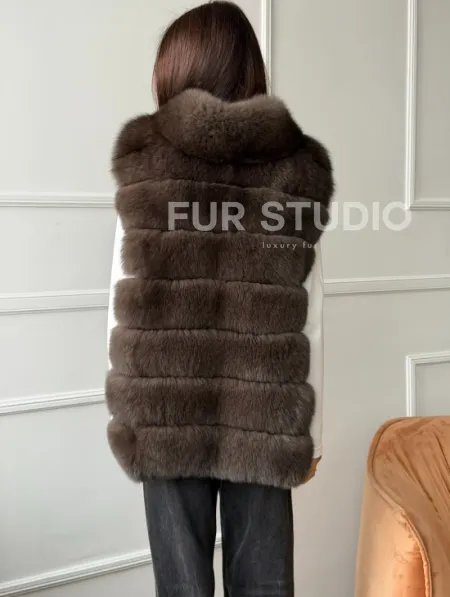 Меховая манишка под соболь из песца - фото 6