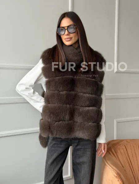 Меховая манишка под соболь из песца - фото 11