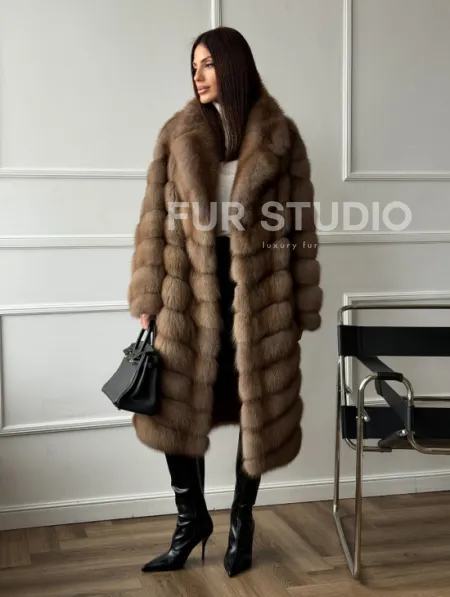 Шуба из куницы - английский воротник - фото 15