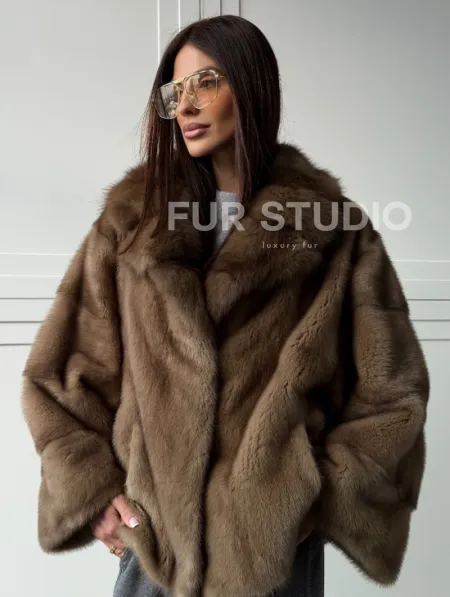 Куртка из меха норки - воротник куница - фото 8