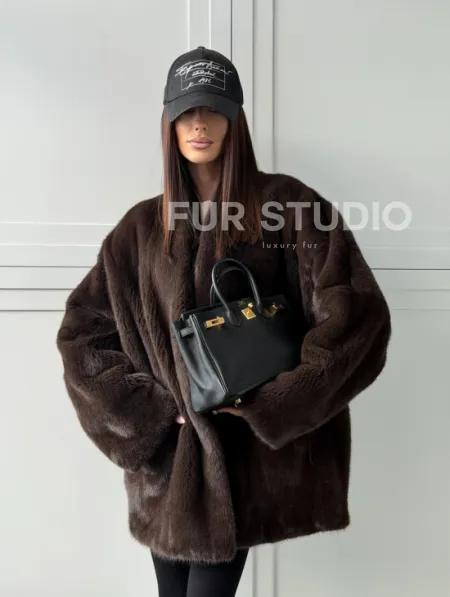 Куртка из норки с V - образным воротом - фото 16