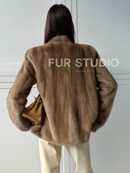 Женский норковый полушубок пастель - фото 9