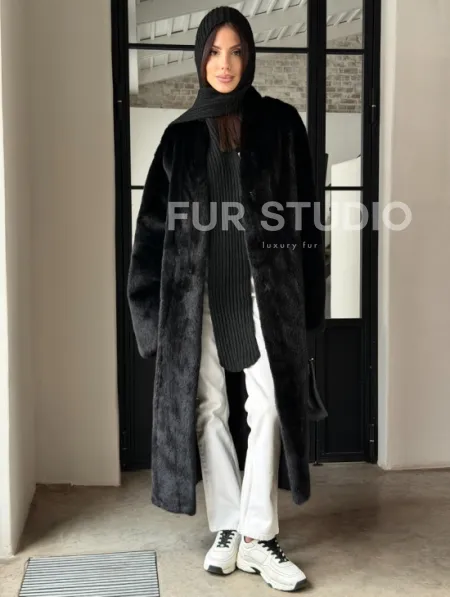 Шуба норка Blackglama V-образный ворот - фото 13