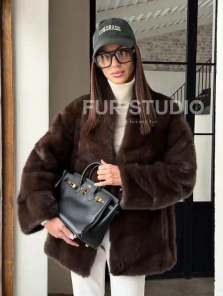 Женский норковый полушубок - фото 18