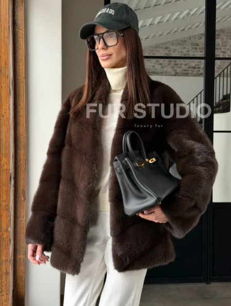 Женский норковый полушубок - фото 6