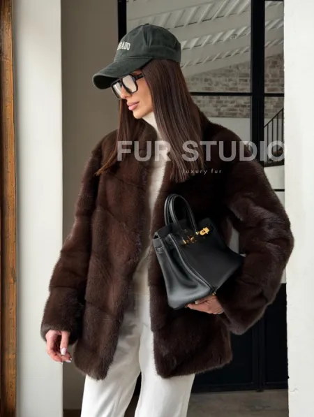 Женский норковый полушубок - фото 14