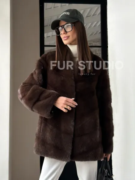 Женский норковый полушубок - фото 15