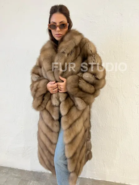 Шуба из меха куницы воротник шаль - фото 5