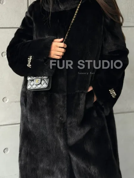 Шуба из норки Blackglama с капюшоном - фото 1
