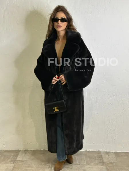 Норка BLACKGLAMA роспуск, английский воротник, кимоно - фото 4