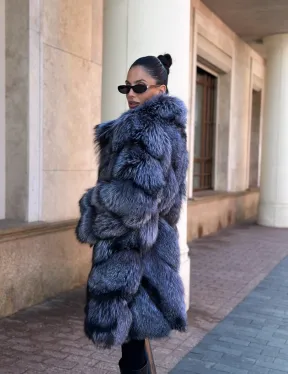 Шуба из меха чернобурой лисы - поперечка - фото 6