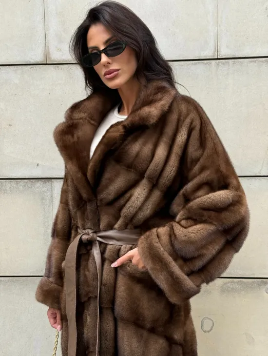 Кимоно шуба английский воротник - цвет соболь - фото 5