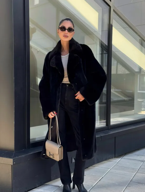 Шуба из аукционного меха норки Kopenhagen Fur, английский воротник - фасон баллон - фото 11