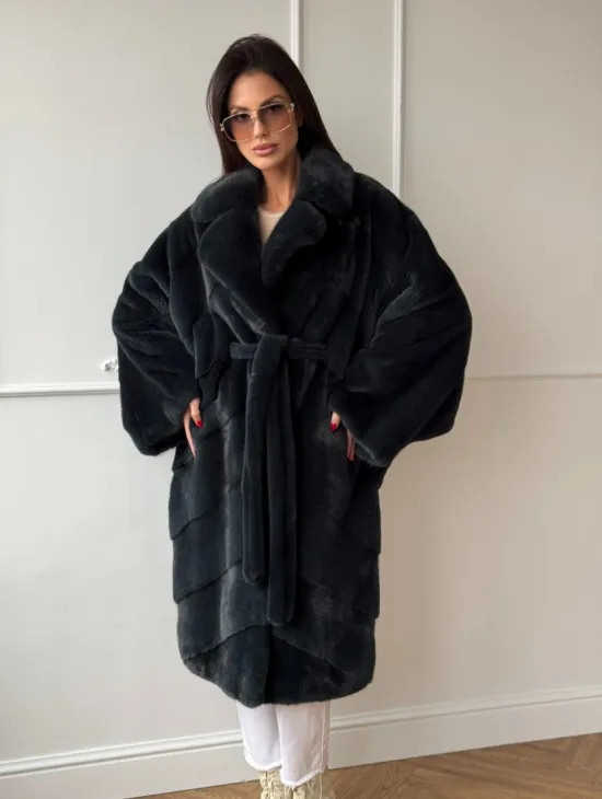 Шуба норковая фасон кимоно паркет из меха аукционной норки Kopenhagen Fur - фото 6