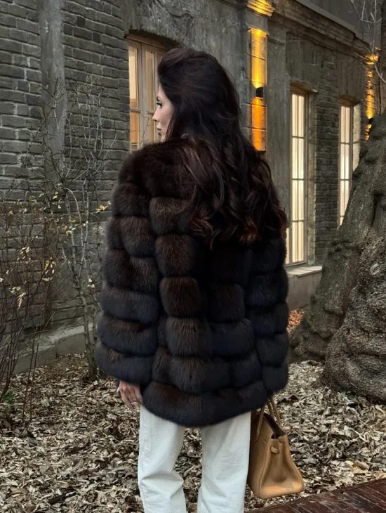 Шуба из соболя с воротником шанель, поперечка - фото 4