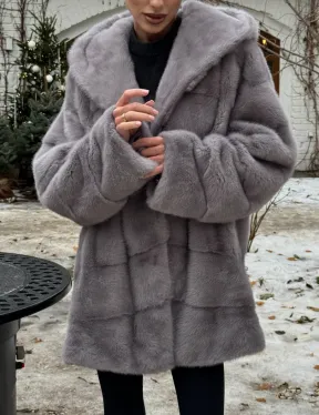 Полушубок норковый с капюшоном - фото 3