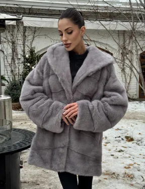 Полушубок норковый с капюшоном - фото 0