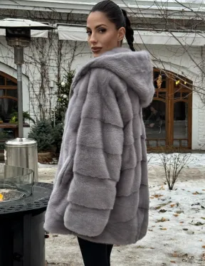 Полушубок норковый с капюшоном - фото 4