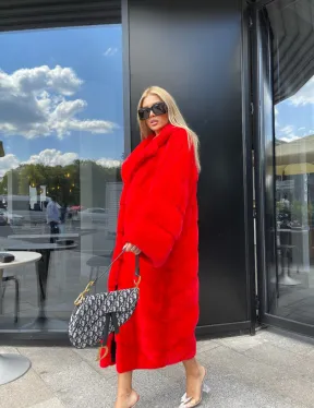 Шуба из норки Velvet в красном цвете - фото 3