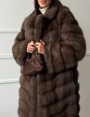 Длинная шуба из меха куницы Exclusive fur - фото 2