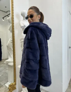 Короткая шуба из импортной норки с капюшоном - фото 4