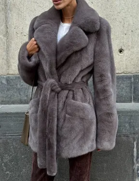 Норковая шуба лавандового цвета - VELVET - фото 5