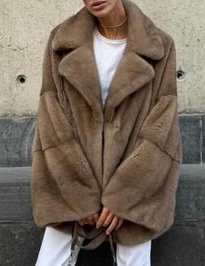 Норковый полушубок в пастельном оттенке - фото 2