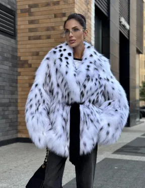 Шуба летучка из меха лисы под рысь Exclusive - фото 8