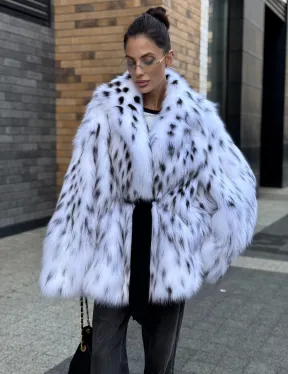 Шуба летучка из меха лисы под рысь Exclusive - фото 4