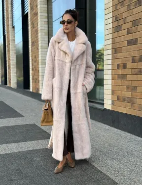 Шуба норковая - пальто с поясом, классика - фото 10