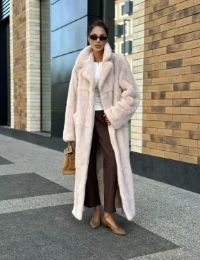 Шуба норковая - пальто с поясом, классика - фото 12