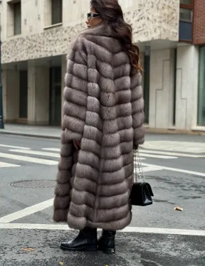 Шуба из меха куницы в цвете Truffle - фото 3