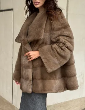 Норковая шуба бежевая - фото 5