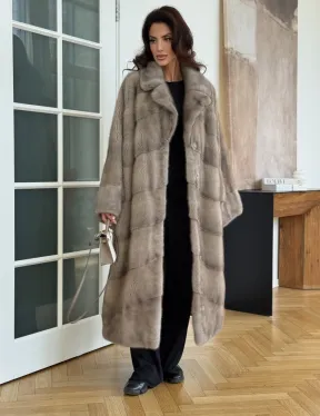 Серо-голубая норковая шуба - фото 2