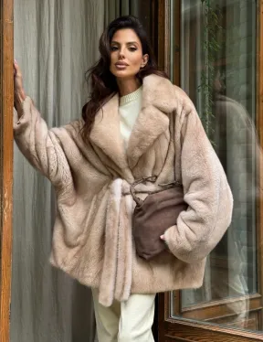 Натуральная норковая шуба - пастель - фото 10