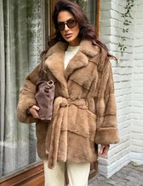 Полушубок норковый (бежевый) - фото 8