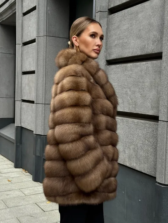 Шуба из куницы с воротником шаль - фото 11