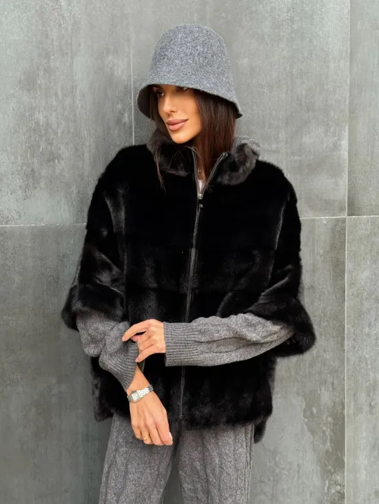 Черная норковая кофта - фото 7