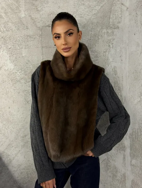 Манишка норковая - цвет соболь - фото 9