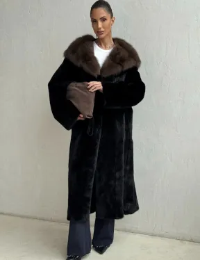 Норка кимоно BLACKGLAMA С капюшоном - фото 0