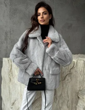 Голубая норковая шуба - фото 5